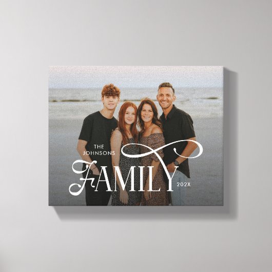 Modern Script Family Custom Photo Name  Leinwanddruck (Vorderseite)