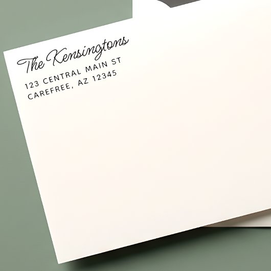 Modern Script Family Name Return Address Permastempel