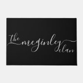 Modern Script Family Name Schwarz-weiß Fußmatte (Vorderseite)