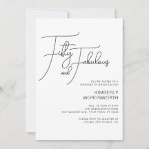 Modern Script Fifty and Fabulous 50th Birthday