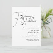 Modern Script Fifty and Fabulous 50th Birthday Einladung (Stehend Vorderseite)