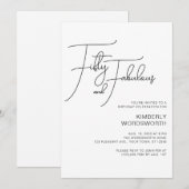 Modern Script Fifty and Fabulous 50th Birthday Einladung (Vorne/Hinten)
