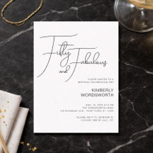 Modern Script Fifty and Fabulous 50th Birthday
