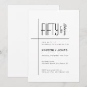 Modern Script Fifty & Fabulous 50th Birthday Party Einladung (Vorne/Hinten)