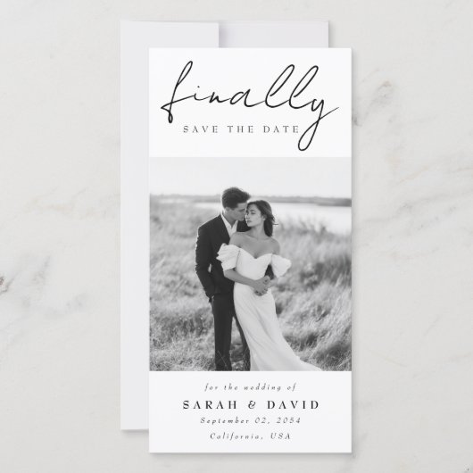 Modern Script Finally Bookmark Classic Photo Save Save The Date (Vorderseite)