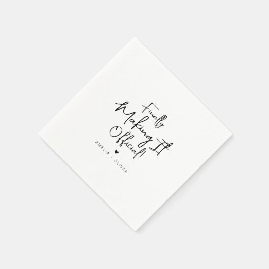 Modern Script Finally Making It Official Wedding Serviette (Ecke)