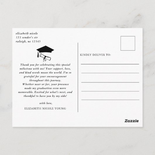 Modern Script Foto Arch Abschluss Vielen Dank Postkarte (Rückseite)