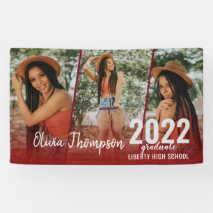 Modern Script Foto Collage Burgundy Abschluss Banner