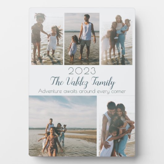 Modern Script Foto Collage Family Memory Keepake Fotoplatte (Vorderseite)