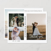 Modern Script Foto Collage Wedding Danke Karte (Vorne/Hinten)