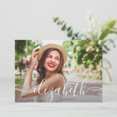 Modern Script Foto Graduation Party Einladungen (Stehend Vorderseite)