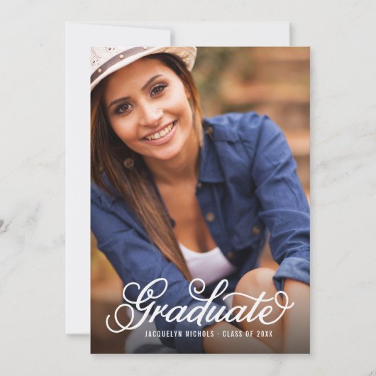 Modern Script Foto Overlay Abschluss Einladung (Vorderseite)