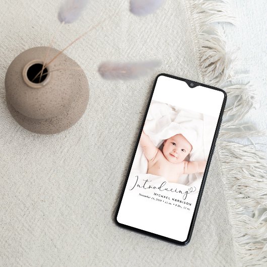 Modern Script Foto Overlay Birth Ankündigung
