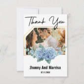 Modern Script Foto Wedding Thank You Card (Vorderseite)
