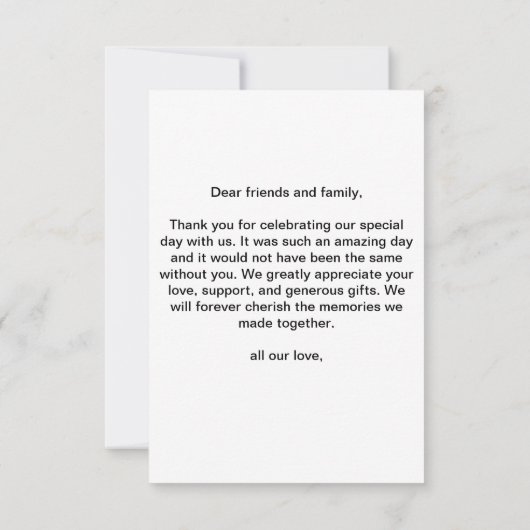 Modern Script Foto Wedding Thank You Card (Rückseite)