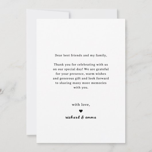 Modern Script Foto Wedding Thank You Card Dankeskarte (Rückseite)