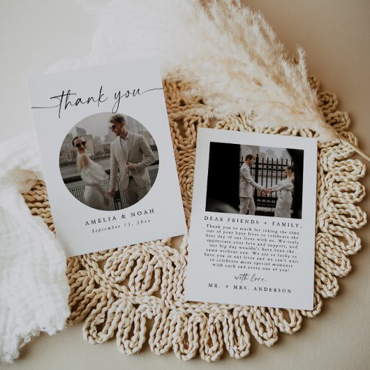Modern Script Foto Wedding Thank You Card Einladung