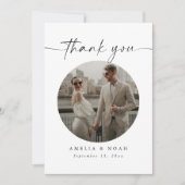 Modern Script Foto Wedding Thank You Card Einladung (Vorderseite)