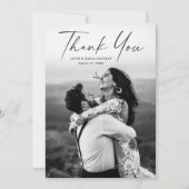 Modern Script Foto Wedding Thank You Card Einladung (Vorderseite)