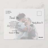 Modern Script Foto Wedding Thank You Card Postkarte (Rückseite)