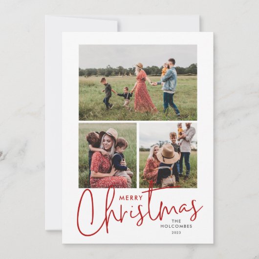 Modern Script Frohe Weihnachten Einfach 3 Foto (Vorderseite)