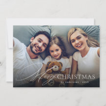 Modern Script Frohe Weihnachts-Foto Weihnachtskart