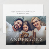 Modern Script Frohe Weihnachts-Foto Weihnachtskart Feiertagskarte (Vorne/Hinten)