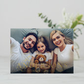 Modern Script Frohe Weihnachts-Foto Weihnachtskart Folieneinladung (Stehend vorne)