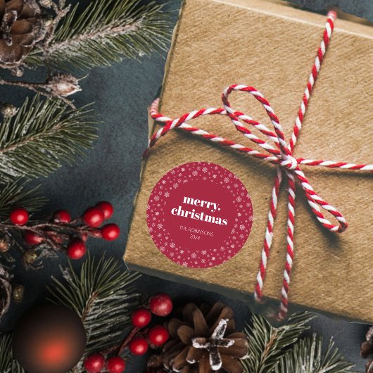Modern Script frohe Weihnachtsfeiertage Rot Runder Aufkleber