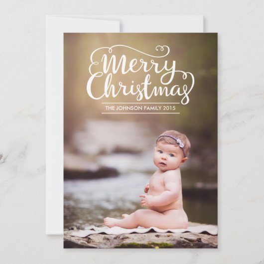Modern Script Frohe Weihnachtsfotokarte Feiertagskarte (Vorderseite)