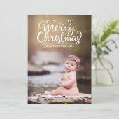 Modern Script Frohe Weihnachtsfotokarte Feiertagskarte (Stehend Vorderseite)