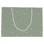 Modern Script Frohe Weihnachtsschnee Sage Grün Nam Große Geschenktüte (Rückseite)