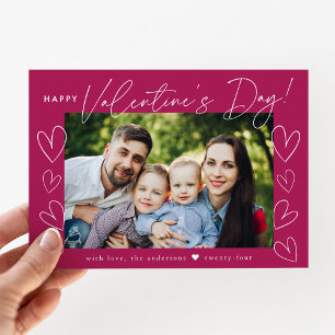 Modern Script Fuchsia Valentine's Day Photo Feiertagskarte