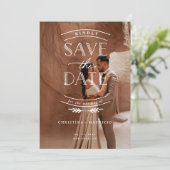 Modern Script Full Photo Wedding Save The Date (Stehend Vorderseite)