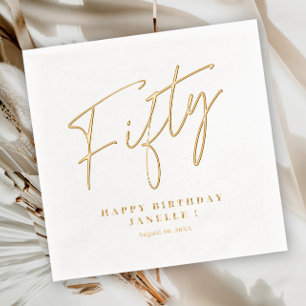Modern Script Fünfzig 50. Geburtstag  Servietten Mit Folie