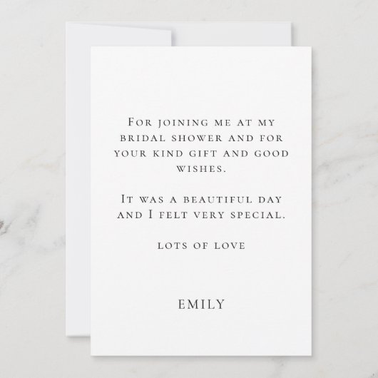 Modern Script Future Frau Brautparty Vielen Dank Karte (Rückseite)