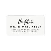 Modern Script Future Mr. and Mrs. Rücksendeadresse Adressaufkleber (Vorne)