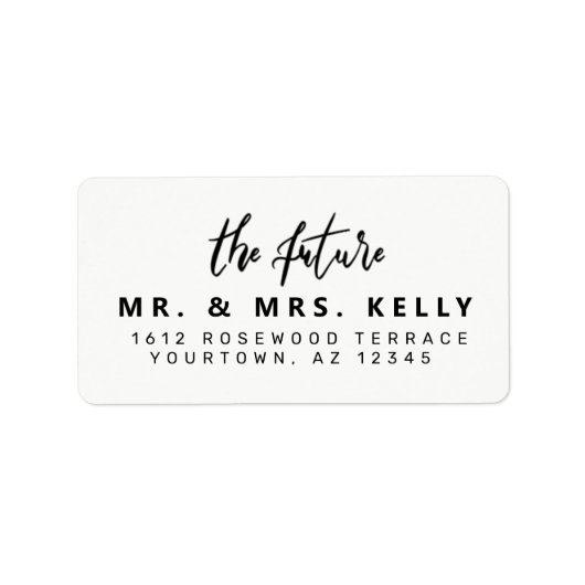 Modern Script Future Mr. and Mrs. Rücksendeadresse Adressaufkleber (Vorne)