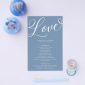 Modern Script Geblüht, Dusty Blue Paper Program Flyer (Einzeln)