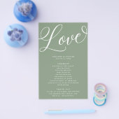 Modern Script Geblüht, Sage Green Paper Program Flyer (Einzeln)