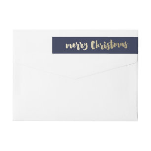 Modern Script Gold Frohe Weihnachten Rücksendeadre