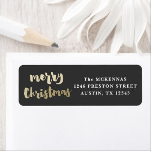 Modern Script Gold Frohe Weihnachten Rücksendeadre