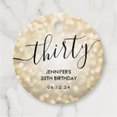 Modern Script Gold Glitzer Lights 30. Geburtstag Geschenkanhänger (Vorderseite)