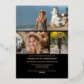 Modern Script gold graduate photo graduation Folieneinladung (Rückseite)