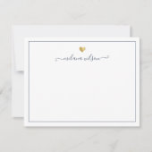 Modern Script Gold Heart Personalisiert Blue Girl Mitteilungskarte (Vorderseite)