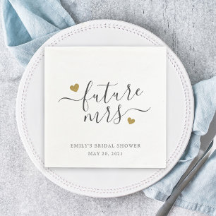 Modern Script Gold hört Zukunft Frau Brautparty Serviette