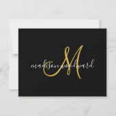 Modern Script Gold Monogram Black Mitteilungskarte (Vorderseite)