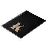 Modern Script Gold Monogram Black Notizblock (Linke Seite)