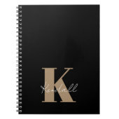 Modern Script Gold Monogram Black Notizblock (Vorderseite)