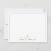 Modern Script Gold Monogram Heart Initials Mitteilungskarte (Vorderseite)